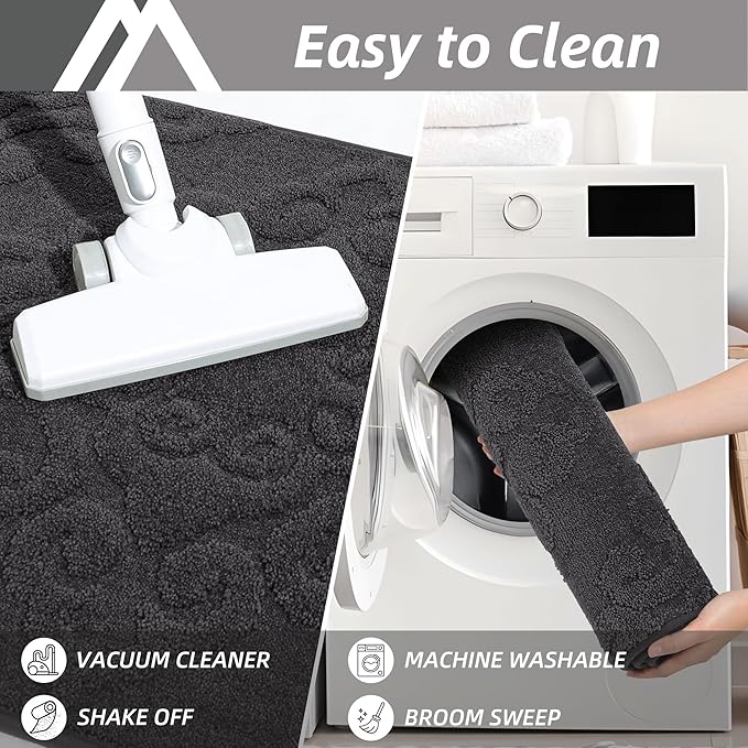 COSY HOMEER-Door-Mat-Non-Slip-Entryway-Rug 32”x48” Absorbent Welcome Mats Washable Dirt Trapper Door Mat Entrance Floor Mats for Front Back Doormats and Wet Shoes,Dark Grey-Ruum Studio Home