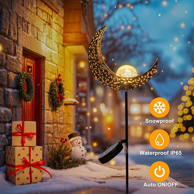 Homeimpro Moon Solar Lights Outdoor Garden Decor Gifts for Mom Women,Waterproof Stakes Yard Decorations for Lawn, Patio Accessories, Backyard Ornaments Birthday Gifts Mother Grandma (Bronze)-Ruum Studio Home