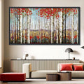 Large Framed Wall Art for Living Room Bedroom Modern Wall Decor of Red Leaves White Birch Tree Forest Giclee Painting Artwork Wall Decoration 29x58 Large Size Black Framed-Ruum Studio Home