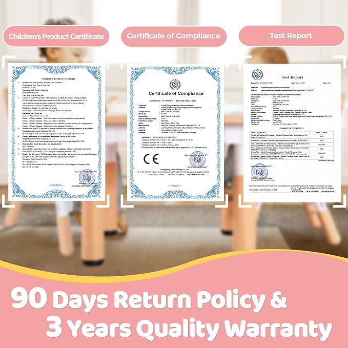 FUNLIO Kids Table and 4 Chairs Set for Ages 3-8, Height Adjustable Toddler Table and Chair Set, Easy to Wipe Arts & Crafts Table, for Classrooms/Daycares/Homes, CPC & CE Approved (5 pcs Set) - Pink-Ruum Studio Home