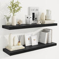 36 Inch Floating Shelves, 9.3 Inch Deep Rustic Wall Shelves - Extra Deeper Wall Mounted Storage Shelves for Bathroom, Kitchen, Living Room (Black, Set of 2)-Ruum Studio Home