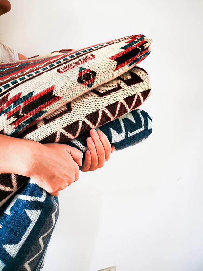Inca Aztec Throw, Queen, King Blanket | Southwest Indian Navajo Boho Style | Native Cover for Camping, Bedding, Couch, Vanlife | Faux Alpaca, Lightweight, Hypoallergenic (Condor Gray, Throw)-Ruum Studio Home