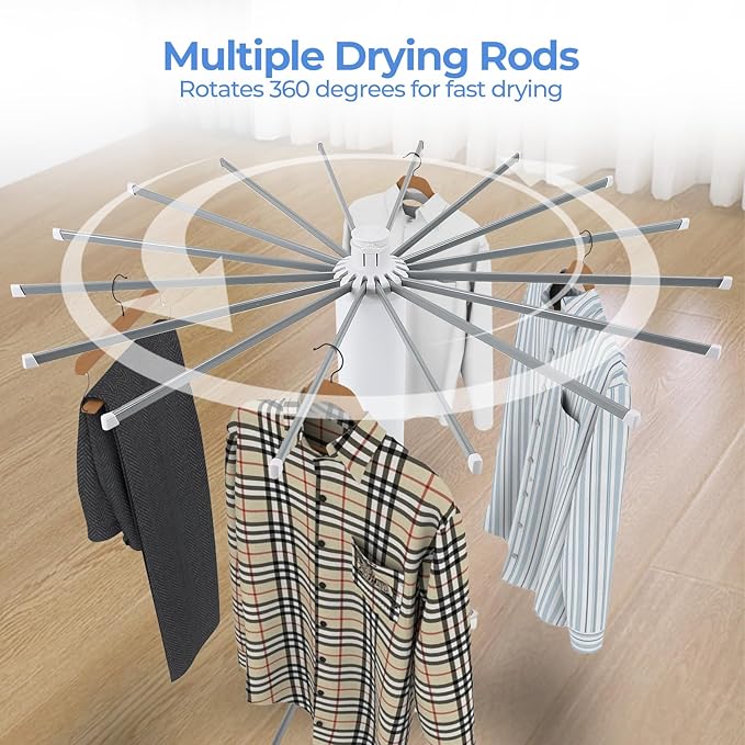 3 Tier Portable Clothes Drying Rackwith 4 Pulleys,Indoor and Outdoor Collapsible Rack Clothing with Shoe Drying Rack for Space Saving-Ruum Studio Home