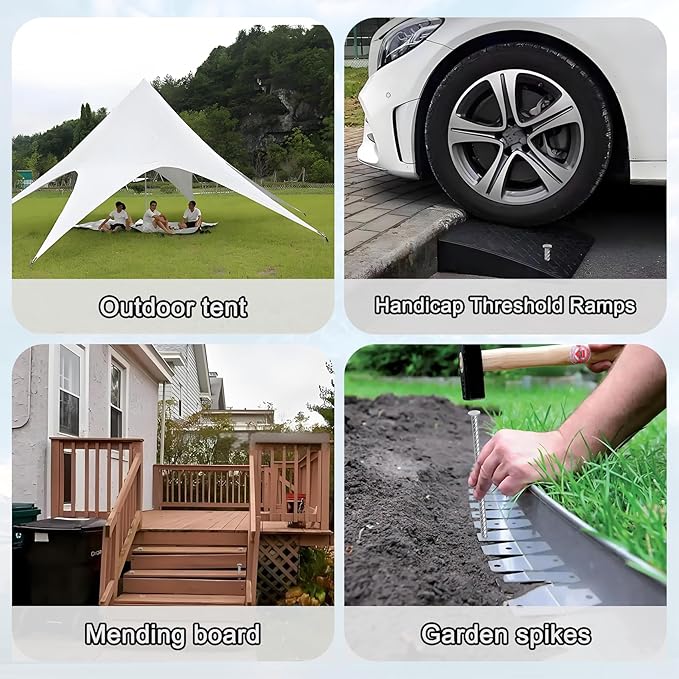 VVOKGO 12 Inch Rebar Stakes Metal Asphalt Anchoring Spikes Ground (16pcs), 1/2 Inch Diameter Galvanized Landscape Anchors Heavy Duty for Speed Bump, Handicap Threshold Ramps, Parking Limits Curb, Tarp-Ruum Studio Home