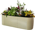 Vego garden 32" Extra Tall Raised Garden Bed Kits, 10 in 1 Modular Raised Planter Box for Vegetables Flowers Fruits Oval Metal Raised Garden Bed- Pearl White-Ruum Studio Home