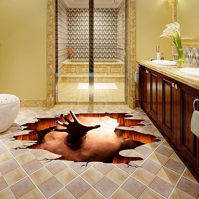 Scary Halloween Floor Decals 3D Stickers for Wall, Ghost Hand Scratching Art Decorations, Removable Vinyl Decor Posters for Bar Pub Spooky Party Supplies-Ruum Studio Home