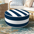 Inflatable Ottoman Stool D21 xH9 for Outdoor/Indoor Use, Water Repellent Patio Foot Rest Stool with Portable Handle,Round Pouf Ottoman Suitable for Garden,Deck and Camping - Cabana Navy-Ruum Studio Home