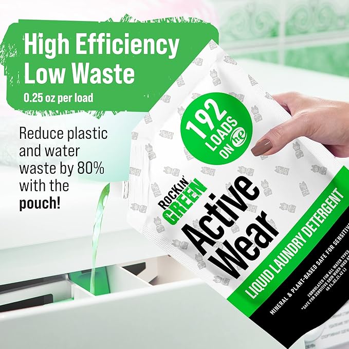 Rockin' Green Laundry Detergent, Plant based, All Natural Laundry Detergent Powder, Vegan and Biodegradable Odor Fighter, Safe for Sensitive Skin (Liquid Laundry Detergent 192 Loads - Unscented)-Ruum Studio Home