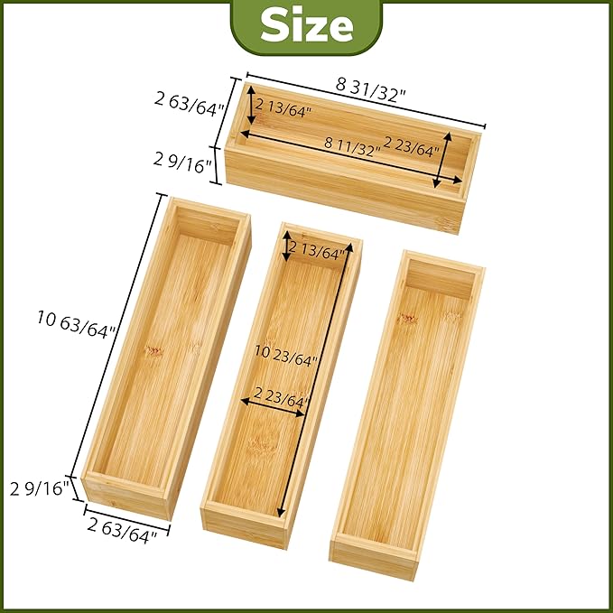 BAMEOS Silverware Organizer, Utensil Drawer Organizer, 4 Slots Kitchen Drawer Organizer, Bamboo Flatware Organizer for Drawer in Natural-Ruum Studio Home