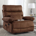 Oversized Power Recliner Chair 350lb with Hidable Cup Holders, Extra Wide Large Big Electric Recliner Chair with Lumbar Support Pillow Nursery Chair Living Room (Manual, BROWN-6002-1)-Ruum Studio Home