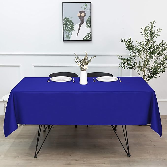 sancua Rectangle Tablecloth - 60 x 102 Inch - Stain and Wrinkle Resistant Washable Polyester Table Cloth, Decorative Fabric Table Cover for Dining Tables, Buffet Parties and Camping, Blue-Ruum Studio Home