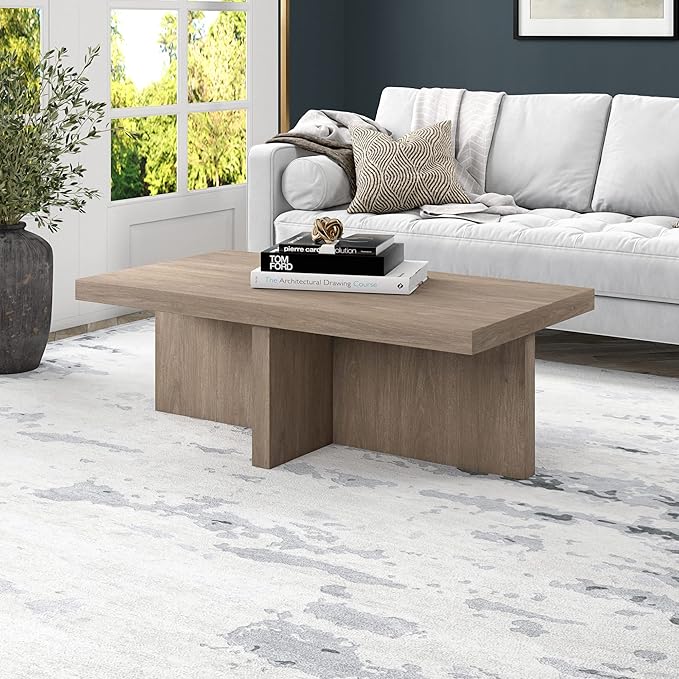 Henn&Hart Elna Coffee Table, 44" Wide,Grey-Ruum Studio Home