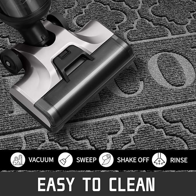Yimobra Welcome Mat Outdoor Indoor, All-Season Waterproof Front Door Mat Outside Entrance, All-Weather Heavy Duty Non-Slip Doormat, Low Profile Porch Patio Entrance Mats, 47x32, Dark Grey-Ruum Studio Home
