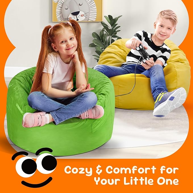 Hobestluk Bean Bag Chairs 2.5FT Bean Bag Chair with Memory Foam Filled & Machine Washable Cover,Beanbag Chair, Small Bean Bag Chairs for Playroom, Living Room, Bedroom-Ruum Studio Home