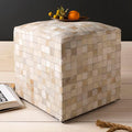 Mark&Day Pouf Ottoman, Grobschonau Hide Leather and Fur Camel Cube Pouf Foot Rest for Living Room, Bedroom and Boho Home Decor (18"x18"x18")-Ruum Studio Home