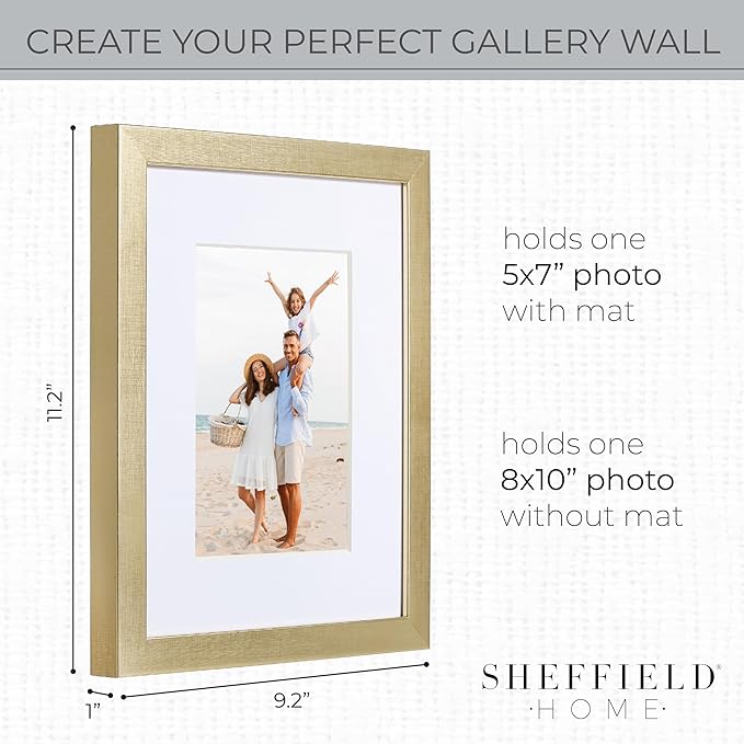 Sheffield Home 4 Piece Gallery Wall Frame Set, 8x10 Inch, Gold-Ruum Studio Home