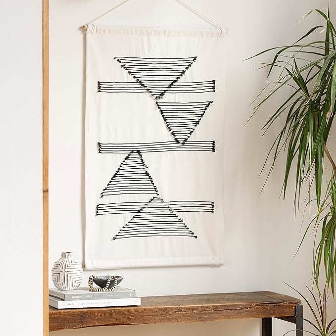 Mark&Day Wall Art, Hohenzell Modern Farmhouse Ivory Macrame Tapestry Wall Hanging for Living Room, Bedroom, Office or Kitchen (36"H x 24"W)-Ruum Studio Home