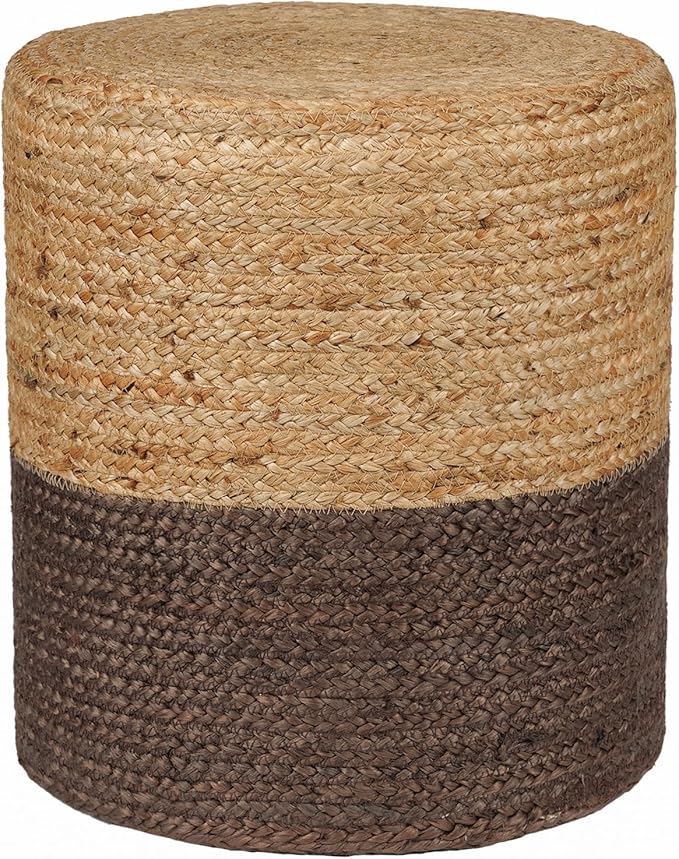 REDEARTH · Cylindrical Pouf Foot Stool Ottoman - Jute Braided Pouffe Poof Accent Sitting Footrest for The Living Room, Bedroom, Nursery, Patio, Lounge - Set of 2 (14.5”x14.5”x16”; Natural Acorn)-Ruum Studio Home