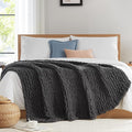 L'AGRATY Chunky Knit Blanket Throw: 72''x84'' Chenille Chunky Knitted Throw Blanket for Bed Couch - Handmade Thick Big Cable Knit Blanket - Large Chunky Crochet Blanket for Home Decor(Dark Grey)-Ruum Studio Home