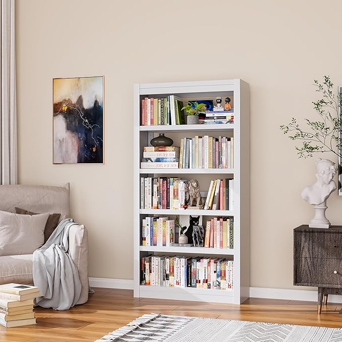 Bookshelf, 5-Tier Sturdy Bookcase, Adjustable Book Shelf, Large Capacity per Shelf, Modern Book Shelf for Living Room, Home Office, Garage, Ideal for Home Organization & Stylish Upgrades-Ruum Studio Home