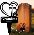 Grandma Memorial Grave Stake, Cemetery Decorations for Grave Markers 12.5 x 7.2 inch Heart Metal Sympathy Stakes Graveside Plaque Decor Sign for Grandma Graves, Yard, Garden - Black-Grandma-Ruum Studio Home