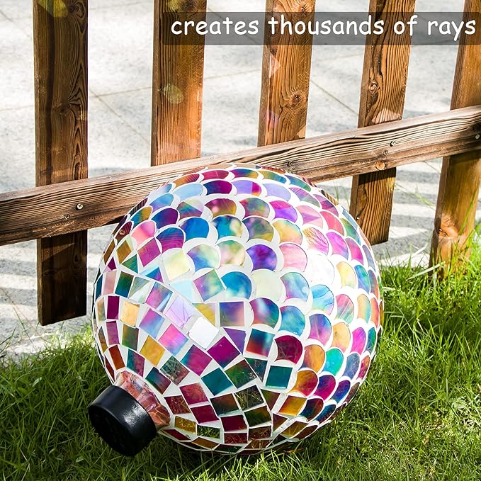 VCUTEKA Gazing Ball, Glass Mosaic Gazing Balls Sphere for Garden Lawn Outdoor Ornament Yard Decorative, 10-Inch-Ruum Studio Home