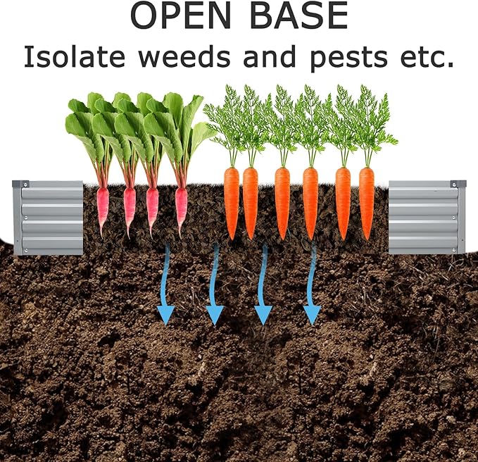 12x2x1.5ft Galvanized Raised Garden Bed,Outdoor Planter Box Metal Patio Kit Planting Bed for Vegetables Flowers Herb,Silver-Ruum Studio Home