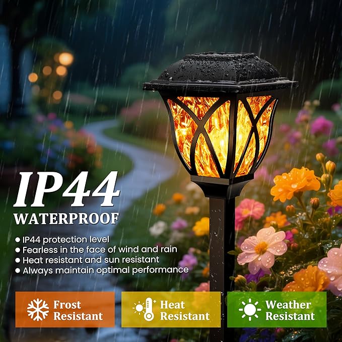 GIGALUMI Solar Lights Outdoor Waterproof, 8 Pack Flickering Flame LED Lights, Garden Decor for Yard, Patio, Landscape, Planter, Walkway-Ruum Studio Home