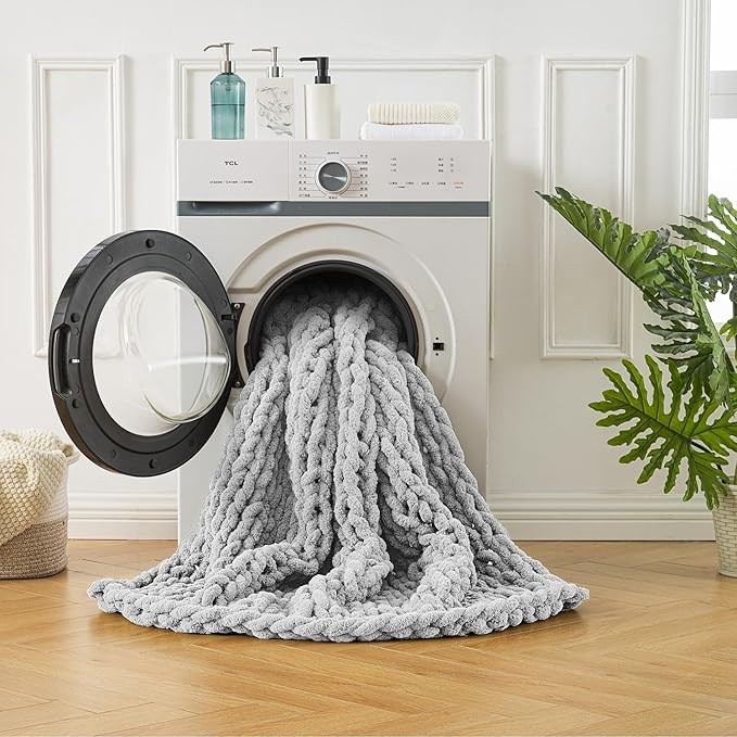 Ultra Soft Chunky Knit Blanket Throw -50x60 Hand Knitted Warm Chenille Throw Blanket, Home Decor Soft Thick Yarn Cable Knit Blanket Breathable Fleece Banket Christmas for Couch Bed Sofa Best GIF-Ruum Studio Home