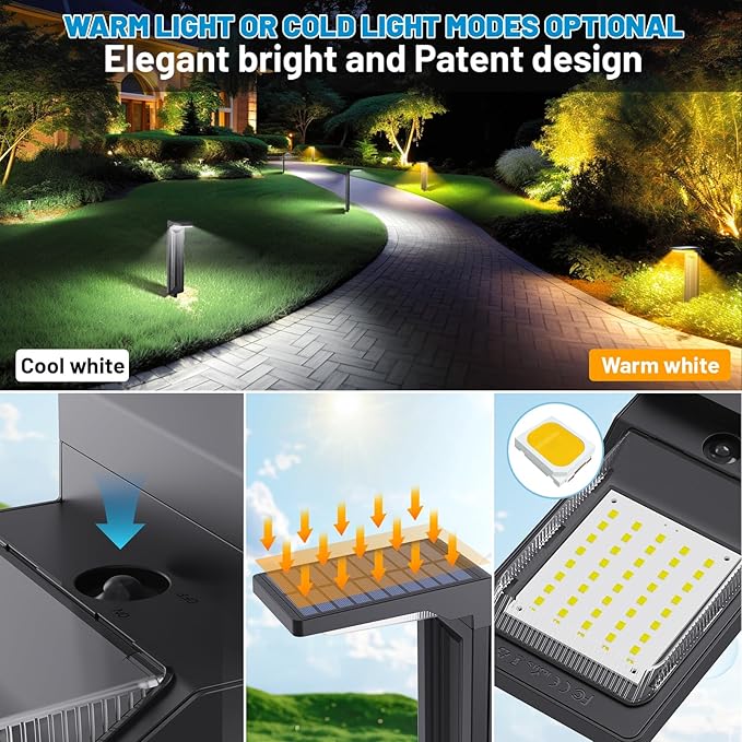 Sunvivo Solar Path Lights,2 Modes(Cold White or Warm White),Bright Solar Path Light Outdoor Waterproof,Perfect Elegant Guide Light or Deco for Yard,Garden,Lawn,Sideway,Driveway,Outdoor Event(8Pack)-Ruum Studio Home