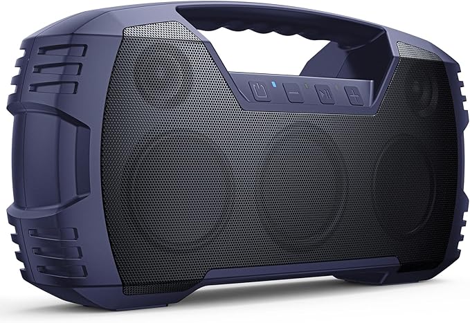 Houl Zallee IPX7 Waterproof Bluetooth Speaker, 40W Portable Wireless Speakers, 32H Playtime, Stereo Loud Sound, Deep Bass, Bluetooth 5.0, Built-in Mic, for Party/Camping/Pool/Gifts, Beach-Navy Blue-Ruum Studio Home