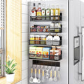 Magnetic Spice Rack for Refrigerator, 5 Pack Magnetic Shelf, Moveable Magnetic Fridge Organizer with 8-Hook Rack, Seasoning Organizer for Kitchen Organization and Storage (5 Pack)-Ruum Studio Home