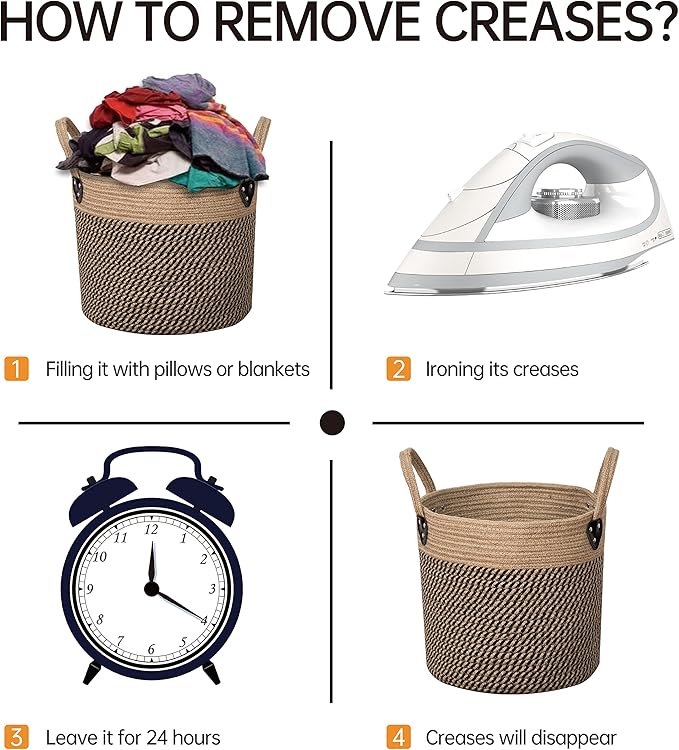 14"x12" Natural Jute Rope Woven Storage Basket with Handles for Plant, Blankets,Toys,Clothes,Shoes - Living Room Home Decor,Multifunctional Basket for Organizer,Picnic,Artificial Tree-Ruum Studio Home