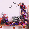 SHareconn 6FT Halloween Garland with Purple Lights Battery Operated and Timer, Pre-Lit Black Red Maple Leaves Lighted Garland Decorations for Fireplace Mantle Centerpiece Indoor Outdoor Decor, 6 FT-Ruum Studio Home