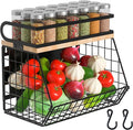 Magnetic Spice Rack for Refrigerator, Fruit, Potato & Onion Storage Bin,Large Capacity Magnetic Shelves for Side of Refrigerator, Kitchen Organizers and Storage Countertop,1 Pack Black-Ruum Studio Home