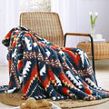 CASAAGUSTO Boho Sherpa Throw Blanket, Aztec Throw, Ultra Soft, Warm, Cozy, Plush, Thick Fleece Bohemian Throw Blanket for Couch, Bed, Sofa (Navy Blue 50 * 60 Inch)-Ruum Studio Home