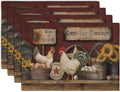 Farmhouse Rooster Placemats Set of 4 Farm Animal Chicken Place Mats 12x18 Inch Vintage Rustic Country Linen Table Mat Washable Non-Slip Placemat for Party Kitchen Dining Decor-Ruum Studio Home