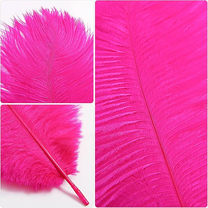 THARAHT Hot Pink Ostrich Feathers 24pcs Natural Bulk 10-12Inch 25cm-30cm for Crafts Wedding Party Centerpieces Easter Gatsbi and Home Decoration Feathers-Ruum Studio Home