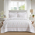 MarCielo 3-Piece 100% Cotton Oversized Bedspread Lightweight Quilt Coverlet Embroidery Farmhouse Bedding Set(TL Floral White,Oversized King (118"x106"))-Ruum Studio Home