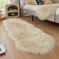 AMTOVO Faux Sheepskin Rug, Beige Ultra Soft Fluffy Shag Area Rug, 2 x 6 ft Faux Fur Rug for Bedroom Sofa Throw Cushion Room Decor, Sheepskin-Ruum Studio Home