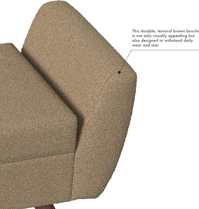 HomePop Modern Storage Bench with Wood Legs Home Décor|Bench with Storage for Living Room & Bedroom - Brown Boucle-Ruum Studio Home
