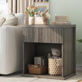 Fluted Nightstand, 22.8" Wide Nightstands with Drawer Storage Large Wood BedsideTable Night Stand for Bedroom, Grey Oak-Ruum Studio Home