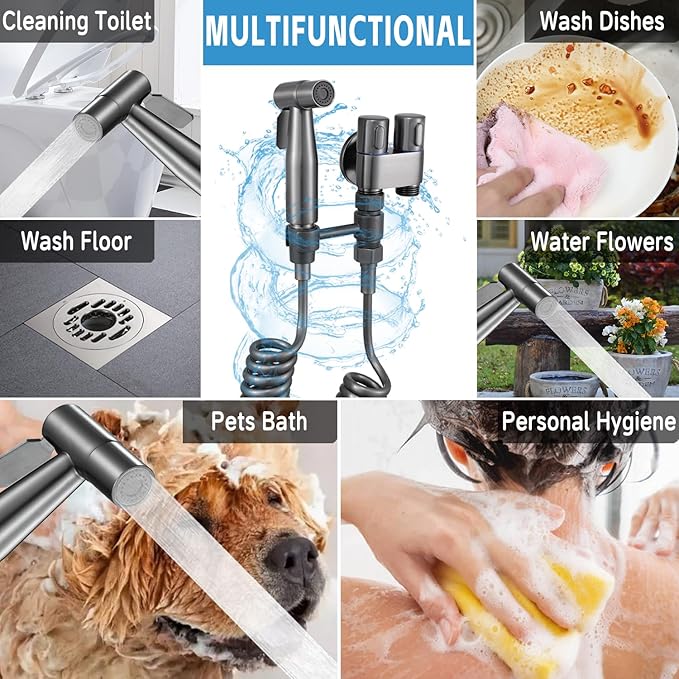 MLD Handheld Toilet Bidet Sprayer, Toilet Faucet Handheld Bidet Sprayers, Hand Shower Toilet Hose Sprayer Attachment for Water Spray and Cloth Diaper Wash (Grey)-Ruum Studio Home