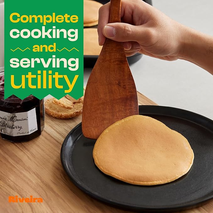 Riveira Dark Teak Kitchen Utensils Set - 12-Piece Non-Toxic Cooking Utensils Set - Wooden Spoons for Cooking - Spatula for Cooking - Teak Wooden Utensils-Ruum Studio Home