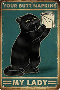 Funny Black decor cat Poster Metal poster cat Home Décor,Bathroom Accessories Metal Retro Vintage Tin Sign Bar 12 X 8 Inch-Ruum Studio Home