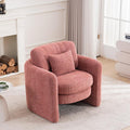 Chenille Accent Armchair Oversize Upholstered Barrel Comfy Modern Round Lounge Sofa Chair with Pillow Cozy Reading Chairs for Apartment,Office,Living Room,Dining,Makeup,Club,Pink-Ruum Studio Home
