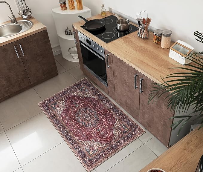 Keen Home Design 2x3 Rug - Machine Washable Entry Rug with Non-Slip Backing, Ideal for Enteryway, Kitchen, Bathroom, Laundry Room - Vintage, Easy Clean, Durable, Low Pile Rug - (2' x 3')-Ruum Studio Home