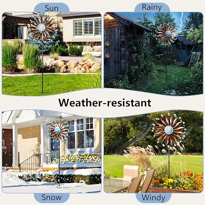 Wind Spinners Outdoor Metal Large with Stake- 84'' Wind Spinners for Yard and Garden - Windmill for Yard - Ideal Gift Metal Yard Art for Family, Friends, Garden Lovers (Willow Leaf)-Ruum Studio Home