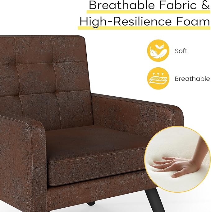 Kromax Mid-Century Modern Accent Chair Set of 2 for Living Room, 496 Lb. Weight Capacity, Dual Armrests, Comfy Extra Large Seat, Timeless Style Perfect for Reading & Relaxing, Bronze-Ruum Studio Home