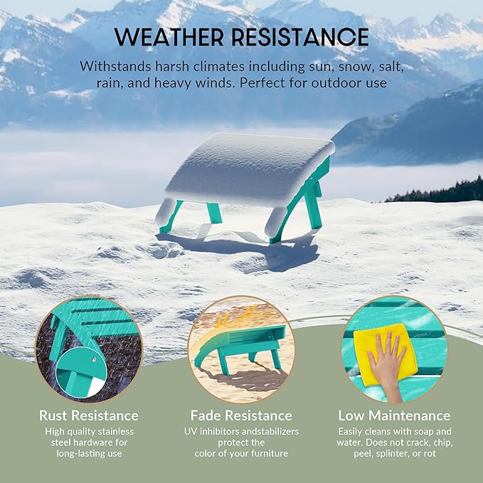 WestinTrends Dylan Outdoor Patio HDPE Adirondack Ottoman Footrest, Turquoise-Ruum Studio Home